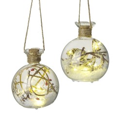 Mix Of 2 Snowy Glass Led Ornaments